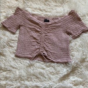 Blush pink crop top (scrunched) Kendall and Kylie